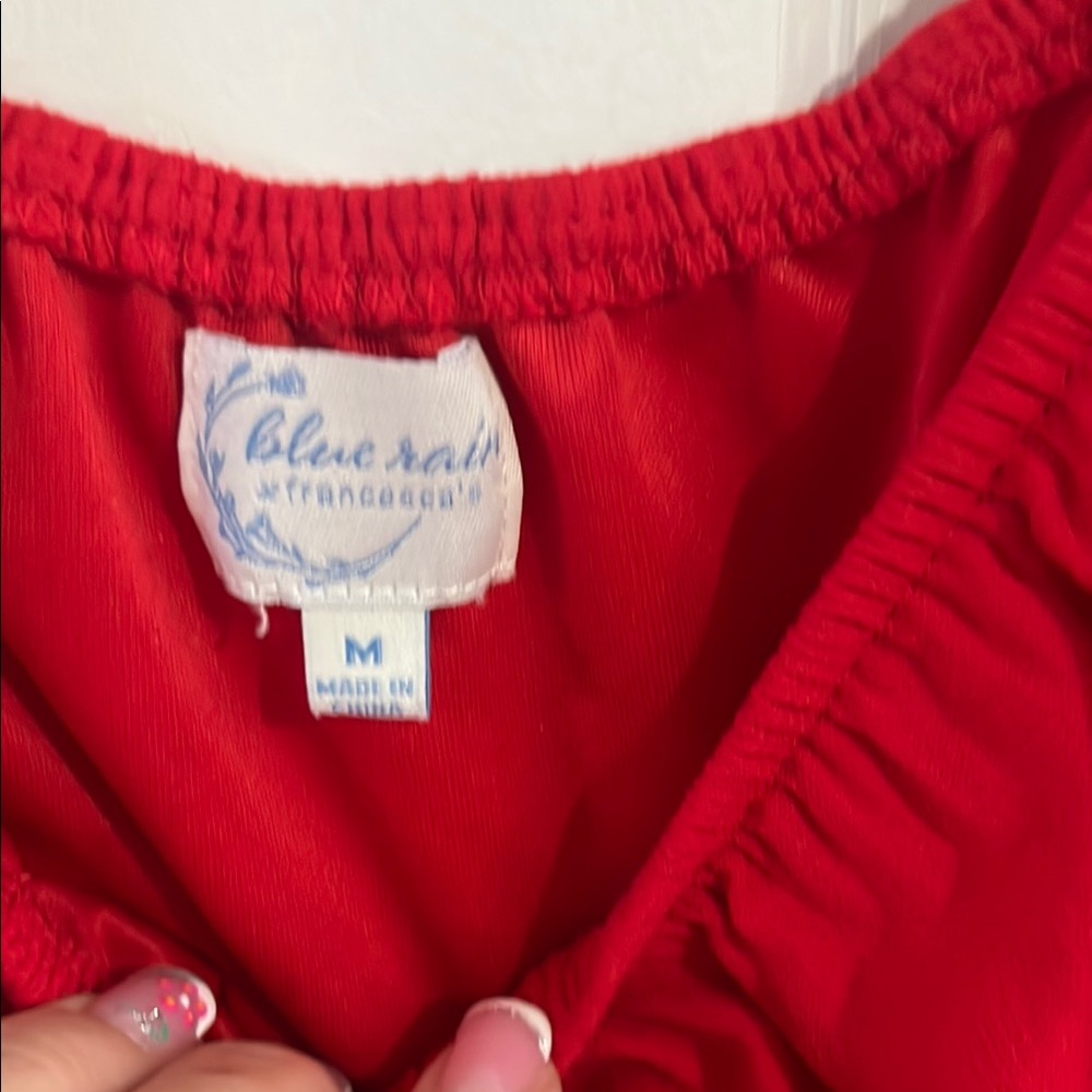 Blue Rain Red Ruffled Romper - Picture 2 of 4